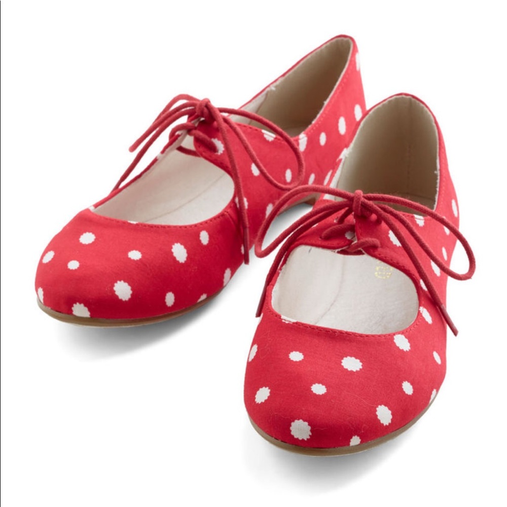ModCloth Red & White Polka Dot Flats